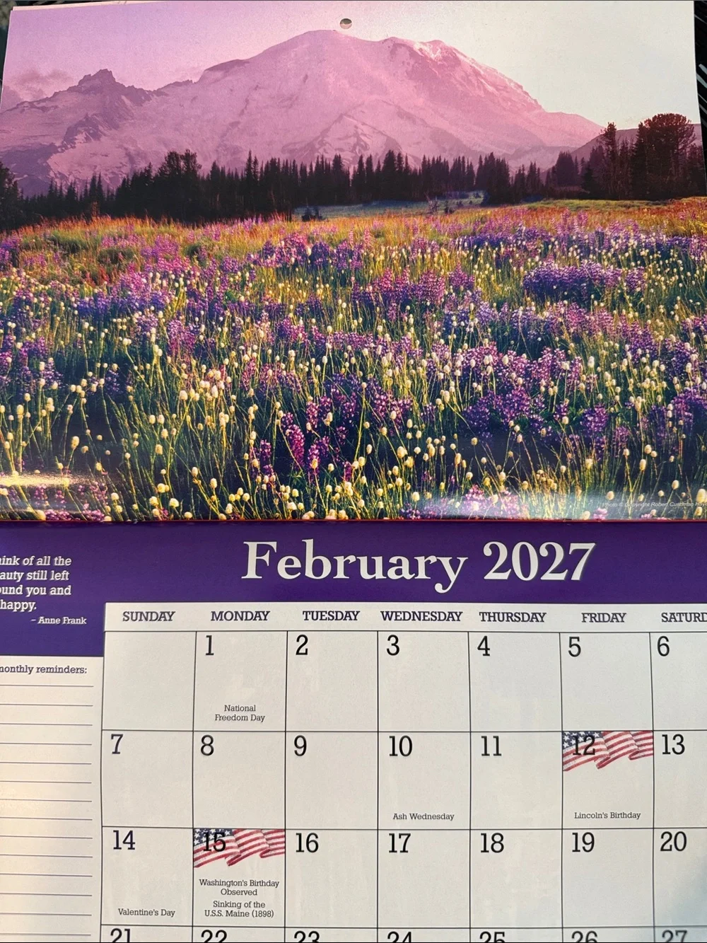 2027 America the Beautiful Wall Calendar - Scenic Landscape (Green, Blue, Brown)